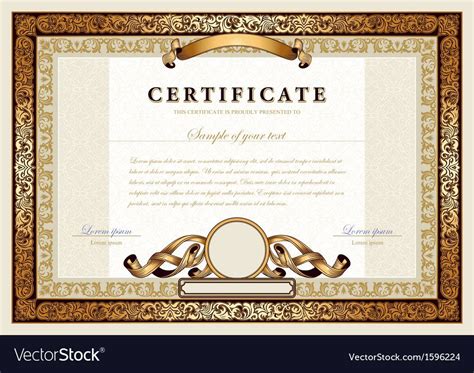 Vintage gold certificate vector image on VectorStock | Award template, Certificate of ...