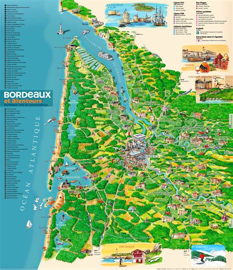 Tourist map of surroundings of Bordeaux