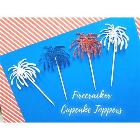 Firework Cupcake Toppers. Fourth of July Cupcakes. Patriotic Cupcake Toppers . July Birthday ...