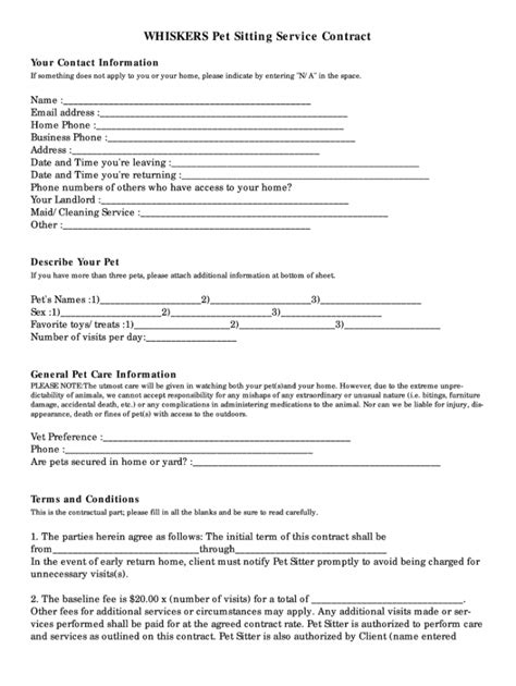 Pet Boarding Agreement Template