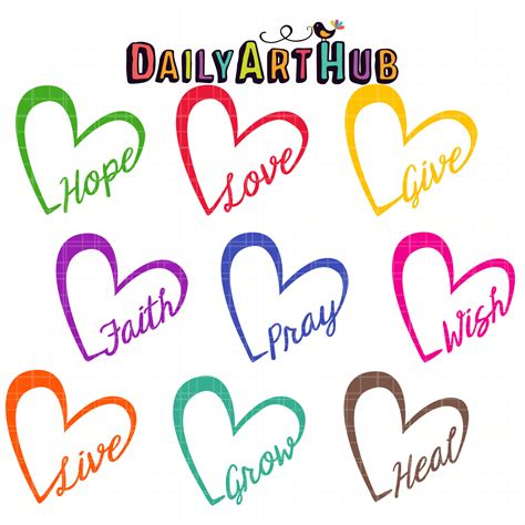 Word of Heart Clip Art Set – Daily Art Hub // Graphics, Alphabets & SVG