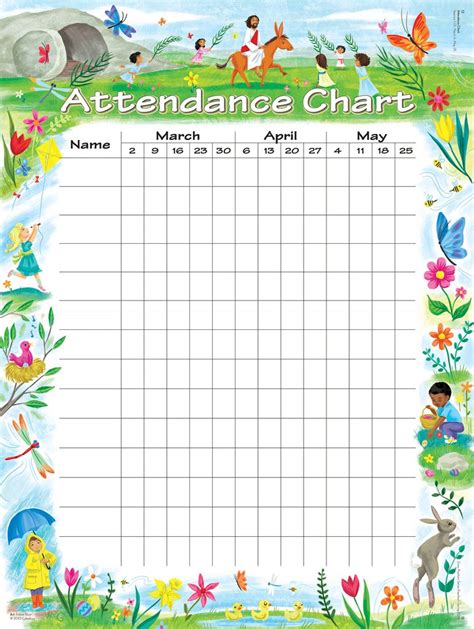 Attendance Chart with Animals and Flowers