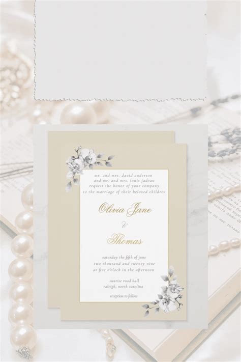 Formal Frame Linen Orchids Eucalyptus BW Wedding Invitation | Orchid wedding invitations ...