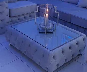 Square Chesterfield Footstool/Coffee Table with Glass — Celebrity Interiors