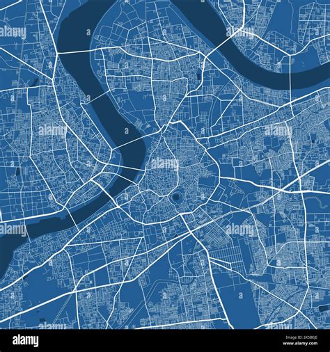 Detailed map poster of Surat city administrative area. Blue skyline ...