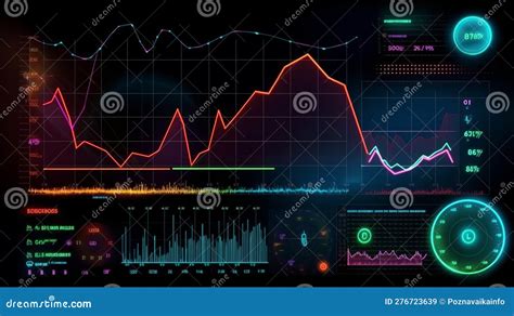 Stock Market Chart Glowing in Abstract Style on Light Background. Business Statistics Graph ...