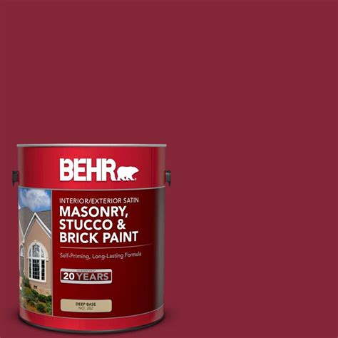 BEHR 1 gal. #M140-7 Dark Crimson Satin Interior/Exterior Masonry, Stucco and Brick Paint 28201 ...