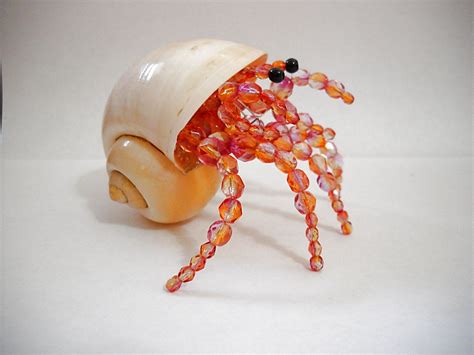 Handmade Glass Beaded Hermit Crab in Real Shell by TheBeadedHermit