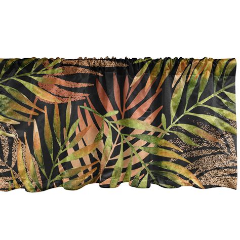 Leafy Design Window Valance, Modern Exotics Feels Tropical Leaves with Warm Color Palette Print ...