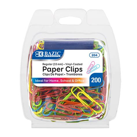 BAZIC No.1 Regular (33mm) Color Paper Clips (200/Pack) Bazic Products