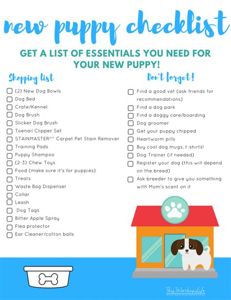 New Puppy Checklist Printable