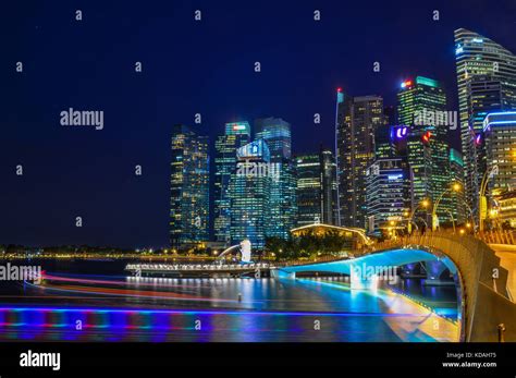 Singapore - Jun 12, 2017. Night view of Marina Bay, Singapore ...