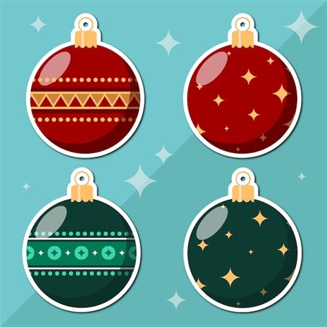 Premium Vector | Red and green christmas decorations