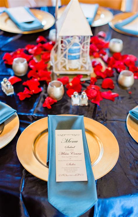 | red, blue, + gold wedding table decorations | formal r… | Gold wedding decorations receptions ...
