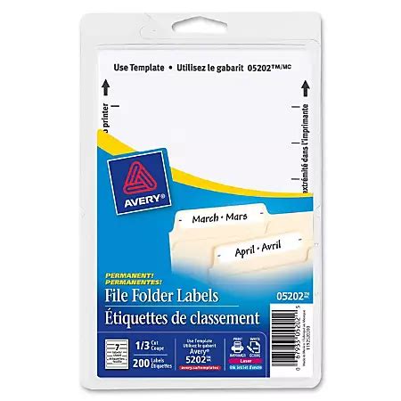 Avery Print Or Write Permanent InkjetLaser File Folder Labels 5202 58 x 3 12 White Pack Of 252 ...