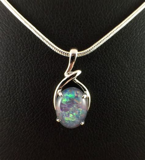 Genuine Opal Necklace Pendant Jewelry Australian Triplet