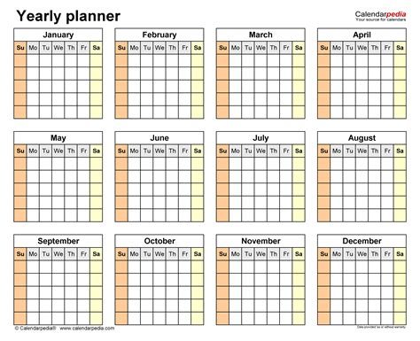 Printable Yearly Planner Template