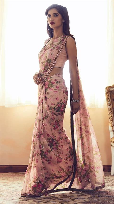 Pink Floral Printed Saree | Stylish sarees, Elegant saree, Saree styles