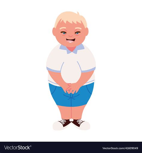 Boy with down syndrome cartoon Royalty Free Vector Image