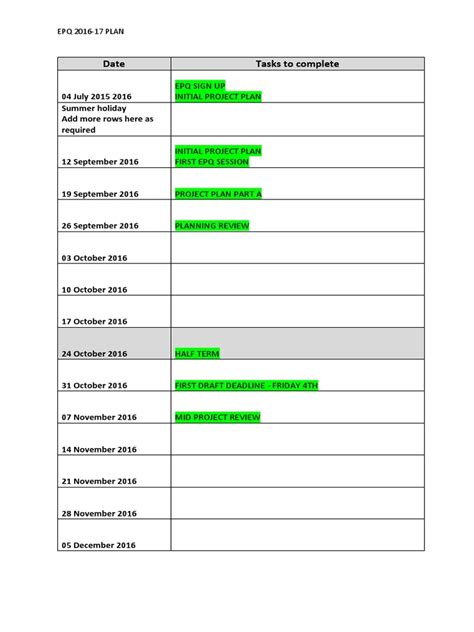 Epq Table Plan Template | PDF