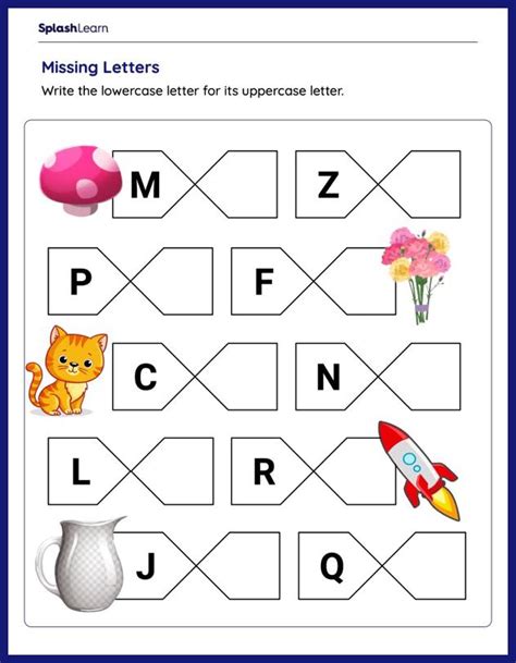 Write the Lowercase Letter for its Uppercase Letter - ELA Worksheets - SplashLearn