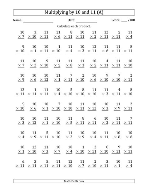 Multiplication Drills 1 12 - Free Printable