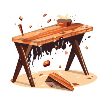 Broken Table Vector, Sticker Clipart Cartoon Style Drawing Of A Broken Up Wooden Table And Chair ...