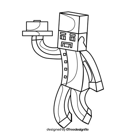 Minecraft chef drawing black and white clipart free download