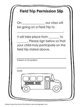 General Field Trip Permission Slip Form by Accent The Ordinary | TPT