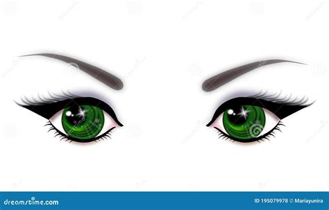 Green eyes cartoon stock vector. Illustration of shine - 195079978