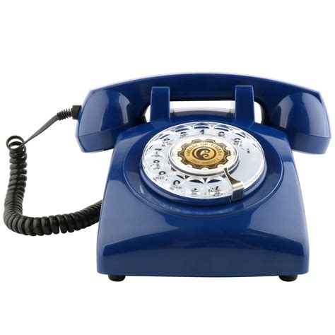 Rotary Dial Telephones Sangyn 1960'S Classic Old Style Retro Landline Desk Telephone (Dark Blue ...