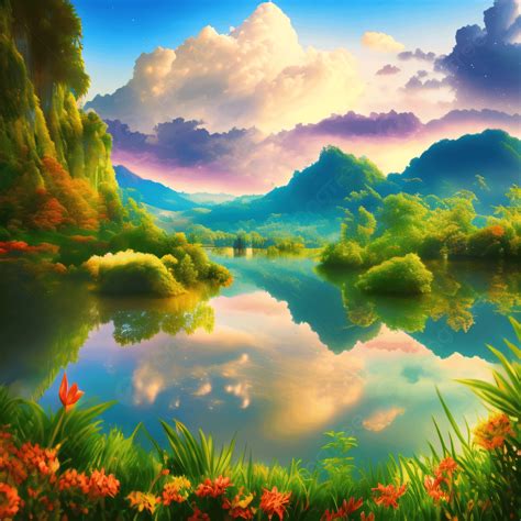 Nature Ai Background, Painted, River, Water Color Background Image And Wallpaper for Free Download