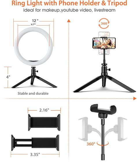 12" Ring Light with Stand, 10 Colors RGB LED Ring Light with Two Tripod ...