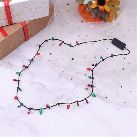 iminfit Light Glowing Led Necklace Flashing Light-Up Blinking Christmas Lights Costume Necklace ...