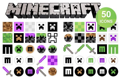 50 Minecraft Icons ~ Icons ~ Creative Market