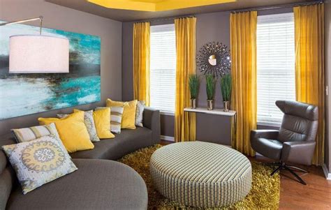 What Color Curtains Go Best With Gray Walls? [30 Ideas With Photos] | Yellow living room, Yellow ...
