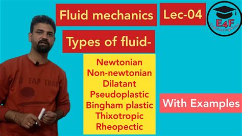 Types of fluid (Newtonian,Non-Newtonian,Dilatant,Pseudoplastic,Bingham plastic,Thixotropic-FM ...