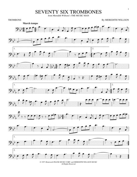 Seventy Six Trombones by Meredith Willson - Trombone - Digital Sheet ...