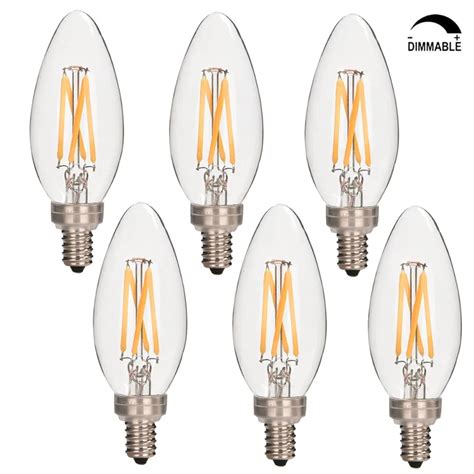 Candelabra LED Filament Bulbs Dimmable 40W Equivalent, 2700K Warm White ...