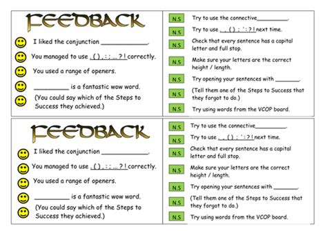 Peer assessment feedback cards | Teaching Resources