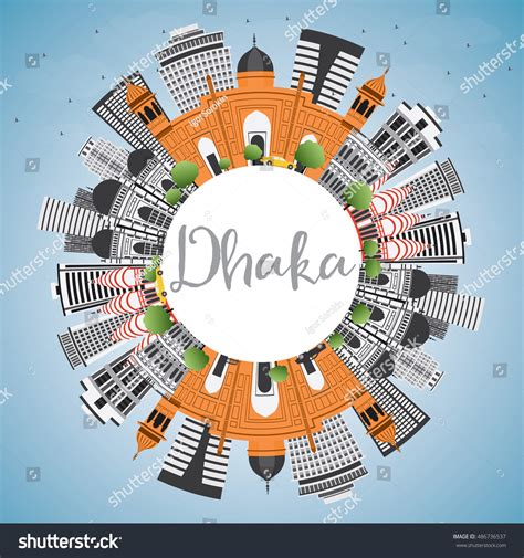 Dhaka Skyline Gray Buildings Blue Sky Stock Vector (Royalty Free ...