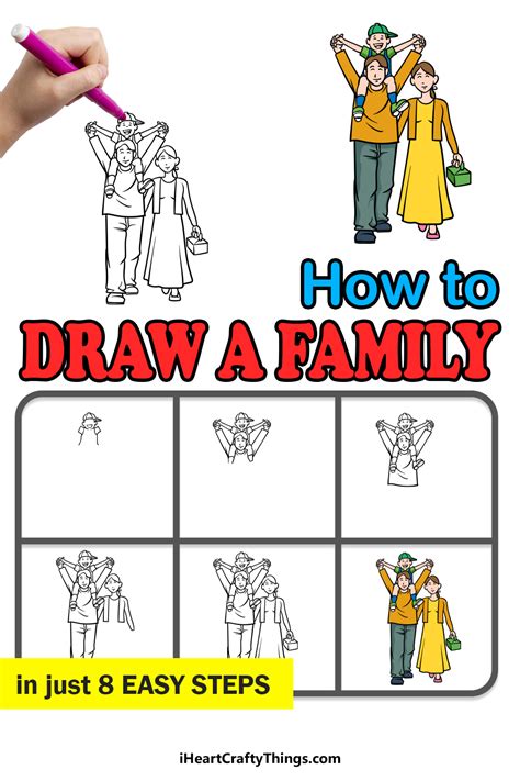 How to Draw a Family of 3 Easy - Livingston Busteding