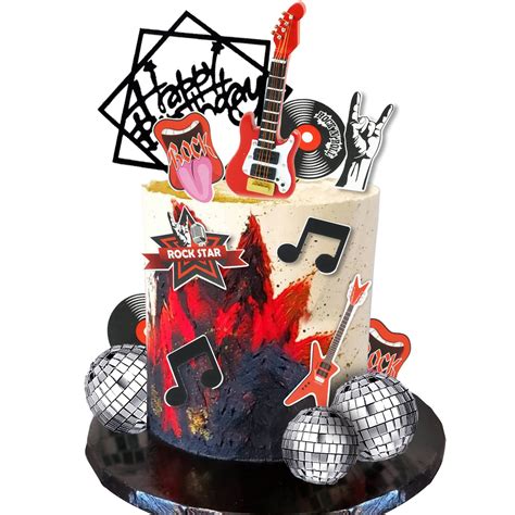 Buy Guitar Cake Toppers Music Theme Birthday Cake Toppers Electric ...