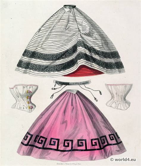 Petticoats, corsets and skirt fashion 1862.