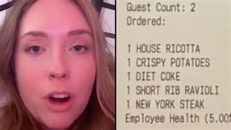 Woman Shocked After Finding 'Employee Health' Charge On Receipt