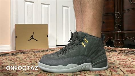 Air Jordan 12 XII Dark Grey Wolf Grey On Foot - YouTube