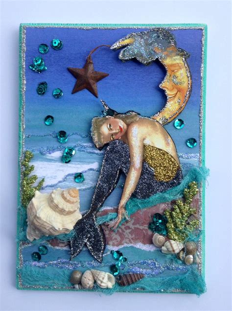 Mermaid Vintage Beauty Original altered art wall hanging