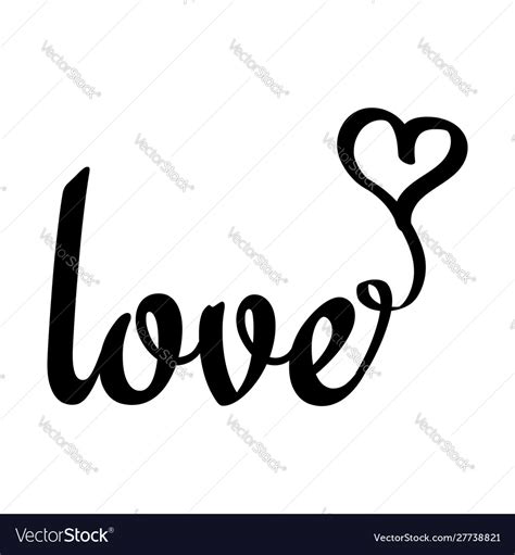 Word love and heart symbol in flat style Vector Image