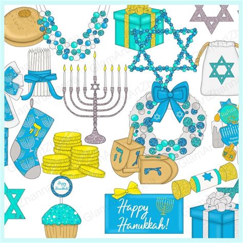 Hanukkah Clipart Dreidel Menorah PNG – MasterBundles