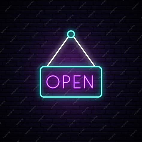 Premium Vector | Open neon sign in a frame.